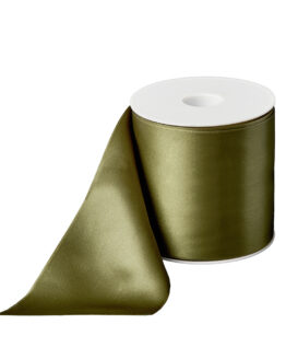 Premium-Satinband extra breit, olivgrün, 100 mm breit - premium-qualitaet, geschenkband, dauersortiment, satinband, satinband-dauersortiment
