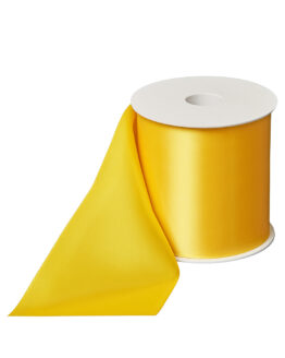 Premium-Satinband extra breit, gelb, 100 mm breit - satinband-dauersortiment, satinband, premium-qualitaet, geschenkband, dauersortiment