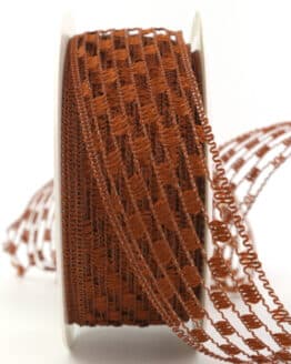 Gitterband braun, 40 mm breit - 50-rabatt, sonderangebot, dekoband-mit-drahtkante, gitterband