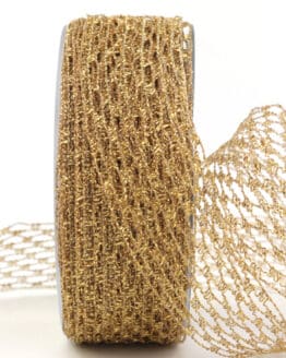 Gitterband gold, 40 mm breit - sonderangebot, gitterband, dekoband-mit-drahtkante, 50-rabatt
