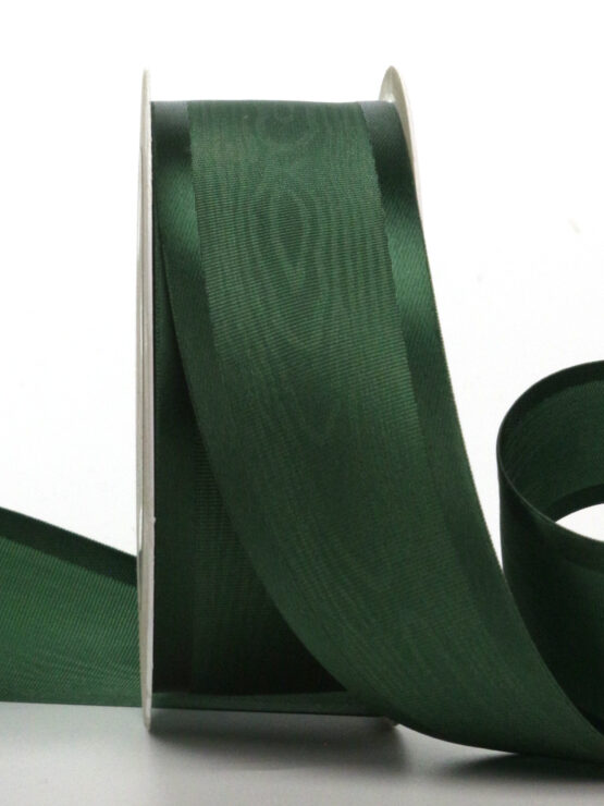 Luxus-Geschenkband Moire+Satin, grün, 40 mm breit, 20 m Rolle - geschenkband, geschenkband-fuer-anlaesse, dekoband