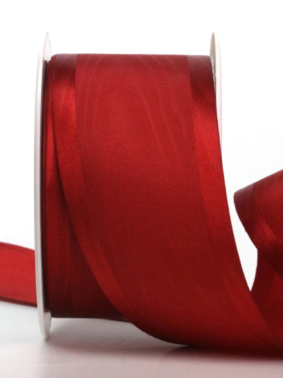 Luxus-Geschenkband Moire+Satin, rot, 60 mm breit, 20 m Rolle - geschenkband, geschenkband-fuer-anlaesse, dekoband