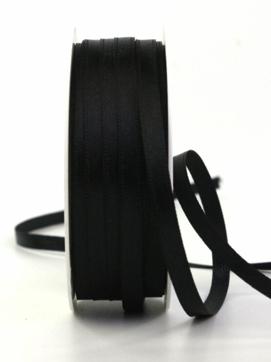Satinband , schwarz, 6 mm breit, 50 m Rolle - geschenkband, geschenkband-fuer-anlaesse, anlasse, trauerband