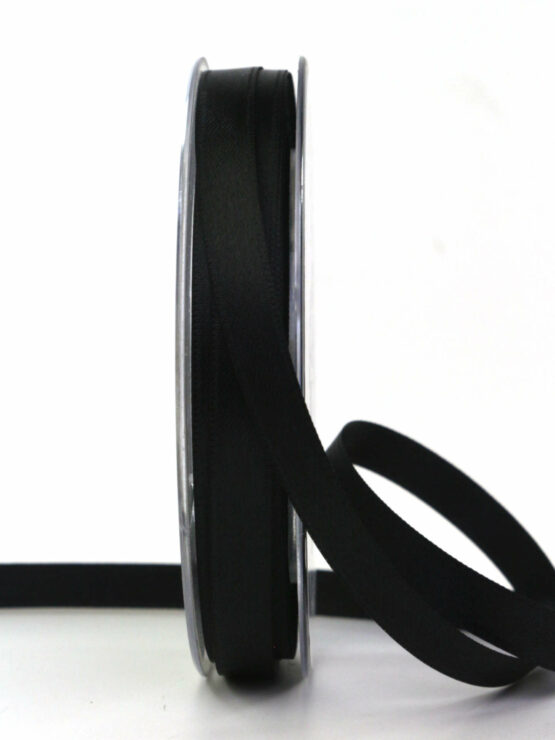 Satinband , schwarz, 10 mm breit, 25 m Rolle - geschenkband, geschenkband-fuer-anlaesse, anlasse, trauerband