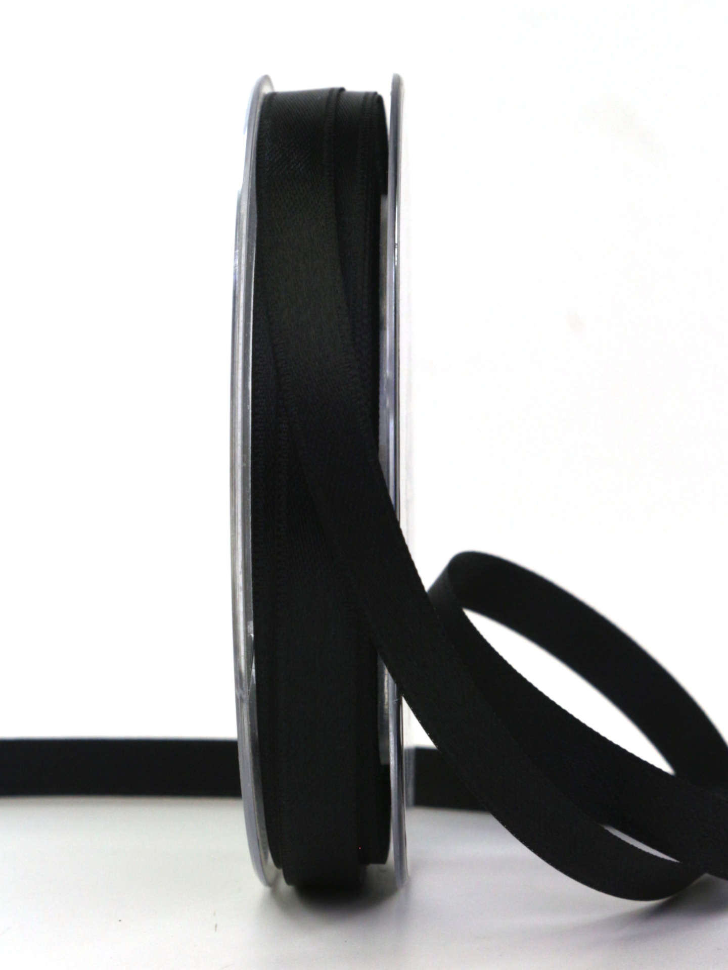 Satinband , schwarz, 10 mm breit, 25 m Rolle - geschenkband, geschenkband-fuer-anlaesse, anlasse, trauerband