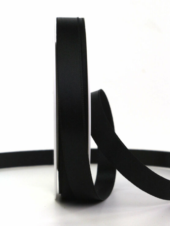 Satinband , schwarz, 15 mm breit, 25 m Rolle - geschenkband, geschenkband-fuer-anlaesse, anlasse, trauerband