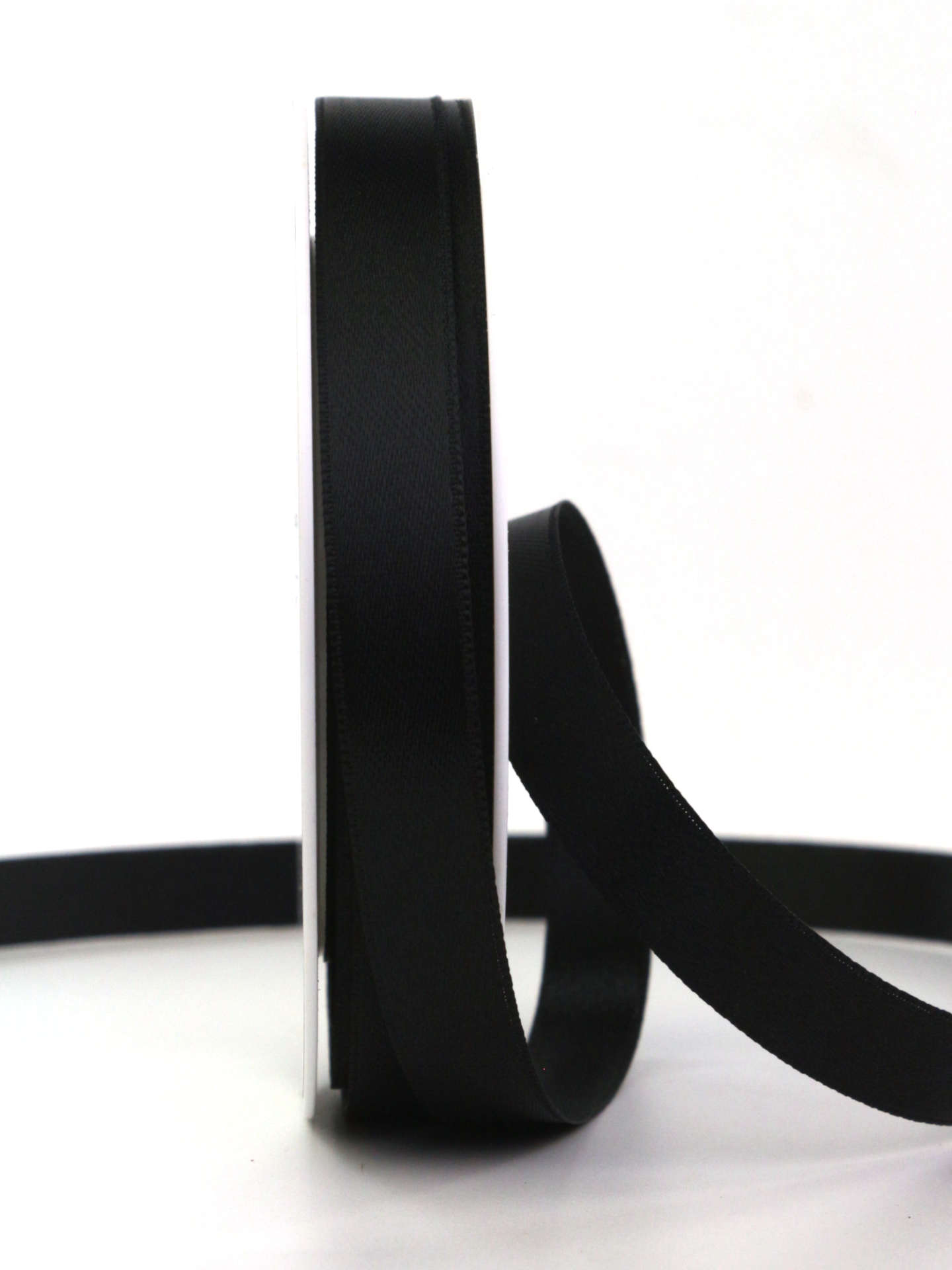 Satinband , schwarz, 15 mm breit, 25 m Rolle - geschenkband-fuer-anlaesse, anlasse, trauerband, geschenkband