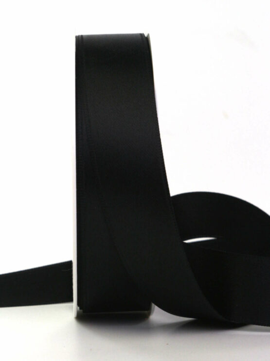Satinband , schwarz, 25 mm breit, 25 m Rolle - geschenkband, geschenkband-fuer-anlaesse, anlasse, trauerband