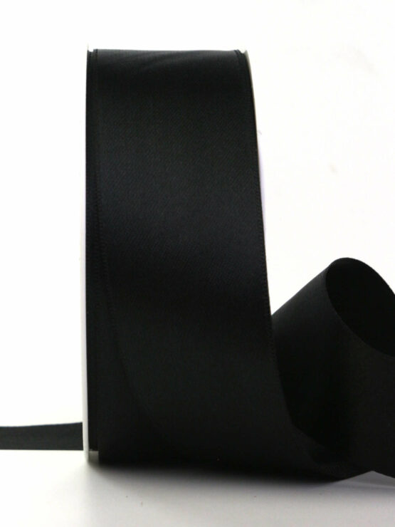 Satinband , schwarz, 40 mm breit, 25 m Rolle - anlasse, trauerband, geschenkband, geschenkband-fuer-anlaesse