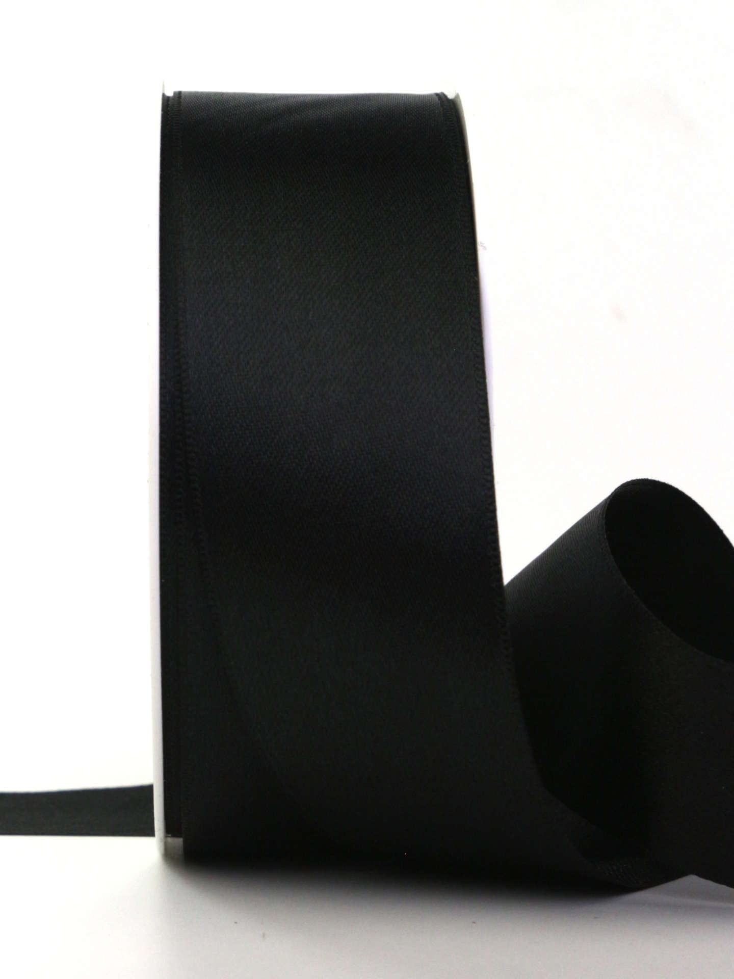 Satinband , schwarz, 40 mm breit, 25 m Rolle - geschenkband, geschenkband-fuer-anlaesse, anlasse, trauerband