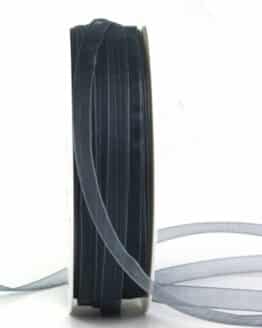 Organzaband mit Webkante, blei, 10 mm breit, 50 m Rolle