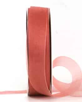 Organzaband mit Webkante, hummer, 25 mm breit, 50 m Rolle