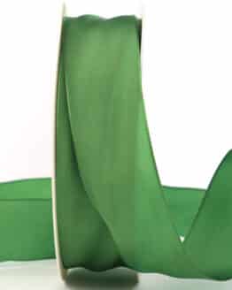 Dekoband mittelgrün, 40 mm breit, mit Drahtkante - dekoband, dekoband-mit-drahtkante
