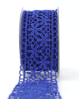 Häkelspitze, dunkelblau, 45 mm breit - spitzenbaender, hochzeit, geschenkband-fuer-anlaesse