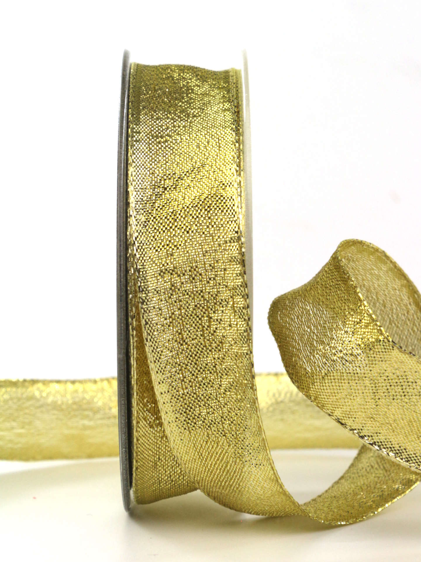 Goldband „Brokat“, gold, 25 mm breit, 25 m Rolle - weihnachtsbaender, weihnachtsband, geschenkband-weihnachten-dauersortiment, geschenkband-weihnachten