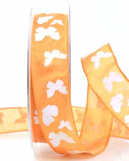 Dekoband Schmetterlinge, orange, 25 mm breit - geschenkband, geschenkband-gemustert