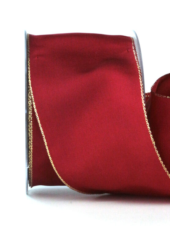 Geschenkband mit Drahtkante, Lurex-Kante, altrot, 70 mm breit, 25 m Rolle - geschenkband-weihnachten-einfarbig, geschenkband-weihnachten-dauersortiment, geschenkband-weihnachten, weihnachtsbaender