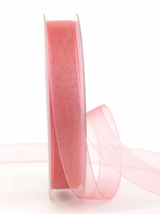 Organzaband BUDGET, rosa, 15 mm breit - webkante, organzaband-einfarbig, sonderangebot, organzaband, organzaband-budget