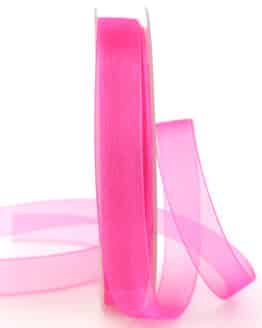 Organzaband BUDGET, pink, 15 mm breit - webkante, organzaband-einfarbig, sonderangebot, organzaband, organzaband-budget