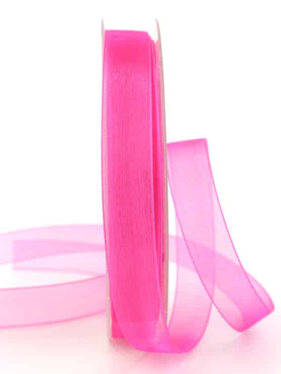 Organzaband BUDGET, pink, 15 mm breit - webkante, organzaband-einfarbig, sonderangebot, organzaband, organzaband-budget