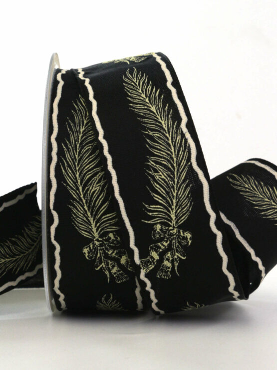 Trauerband Feder, schwarz, 40 mm breit, 20 m Rolle - trauerband, geschenkband, geschenkband-fuer-anlaesse, anlasse