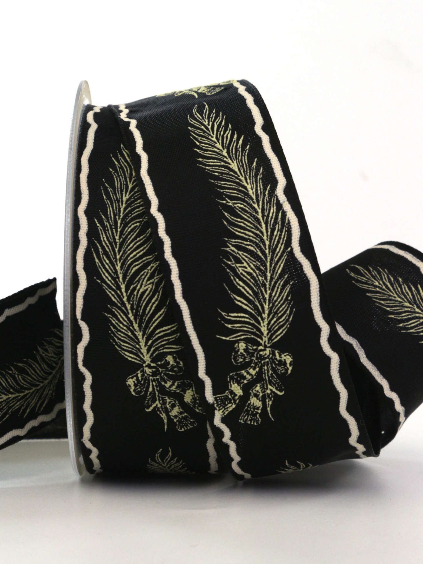 Trauerband Feder, schwarz, 40 mm breit, 20 m Rolle - geschenkband, geschenkband-fuer-anlaesse, anlasse, trauerband