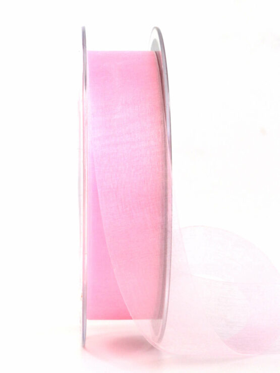 Organzaband mit Schnittkante, rose, 25 mm breit, 45 m Rolle - organzaband-einfarbig, sonderangebot, schnittkante, organzaband