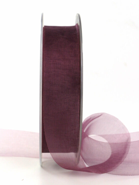 Organzaband mit Schnittkante, heide, 25 mm breit, 45 m Rolle - organzaband-einfarbig, sonderangebot, schnittkante, organzaband