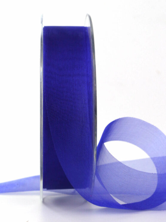Organzaband mit Schnittkante, blau, 25 mm breit, 45 m Rolle - organzaband-einfarbig, sonderangebot, schnittkante, organzaband