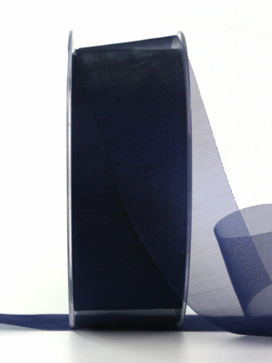 Organzaband mit Schnittkante, dunkelblau, 40 mm breit, 45 m Rolle - sonderangebot, schnittkante, organzaband, organzaband-einfarbig