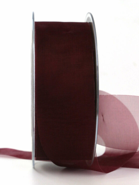 Organzaband mit Schnittkante, bordeaux, 40 mm breit, 45 m Rolle - sonderangebot, schnittkante, organzaband, organzaband-einfarbig