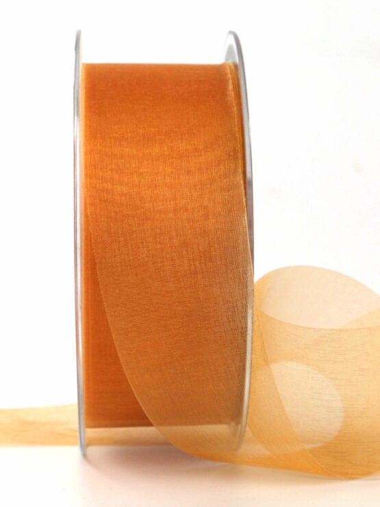 Organzaband mit Schnittkante, orange, 40 mm breit, 45 m Rolle - organzaband-einfarbig, sonderangebot, schnittkante, organzaband