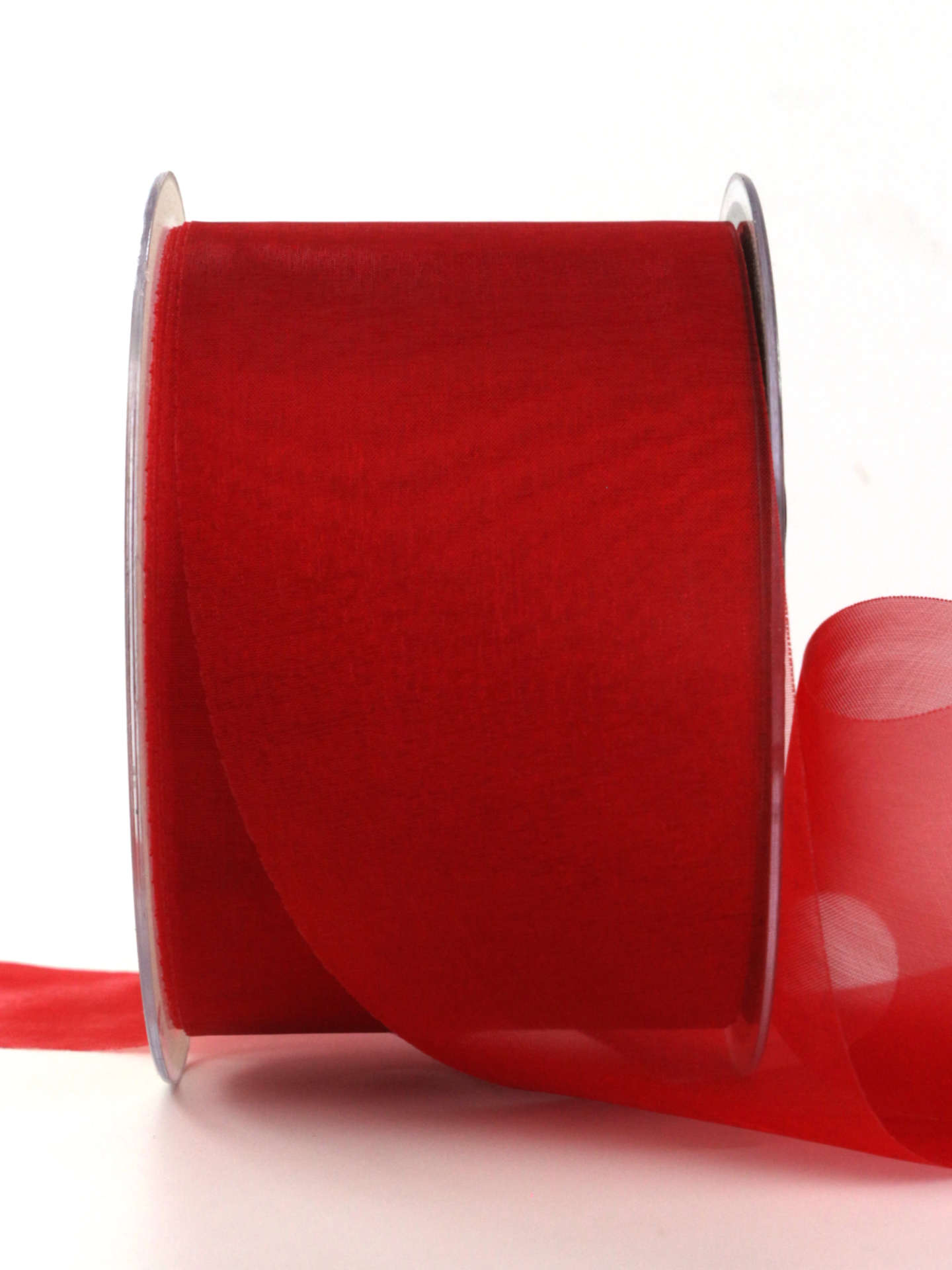 Organzaband mit Schnittkante, rot, 70 mm breit, 45 m Rolle - organzaband-einfarbig, sonderangebot, schnittkante, organzaband