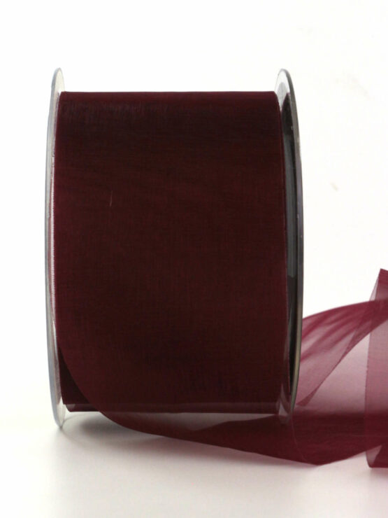 Organzaband mit Schnittkante, bordeaux, 70 mm breit, 45 m Rolle - organzaband-einfarbig, sonderangebot, schnittkante, organzaband