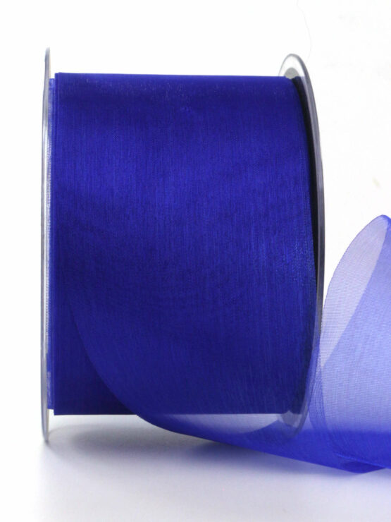 Organzaband mit Schnittkante, blau, 70 mm breit, 45 m Rolle - organzaband, organzaband-einfarbig, sonderangebot, schnittkante