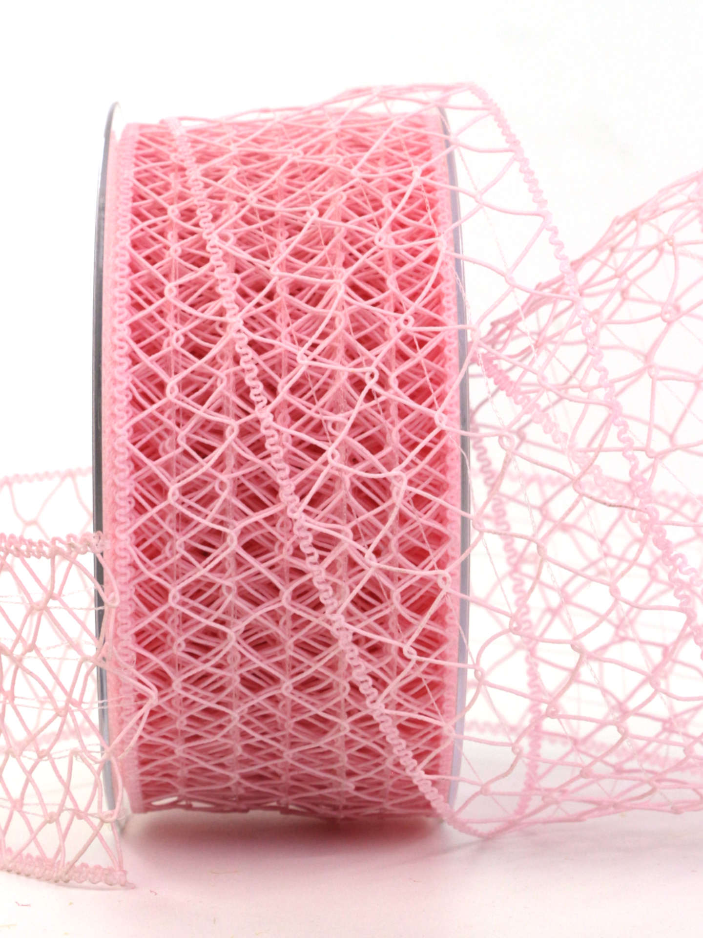 Klassisches Gitterband, outdoor, rosa, 50 mm breit, 20 m Rolle - netzband, geschenkband, dekoband
