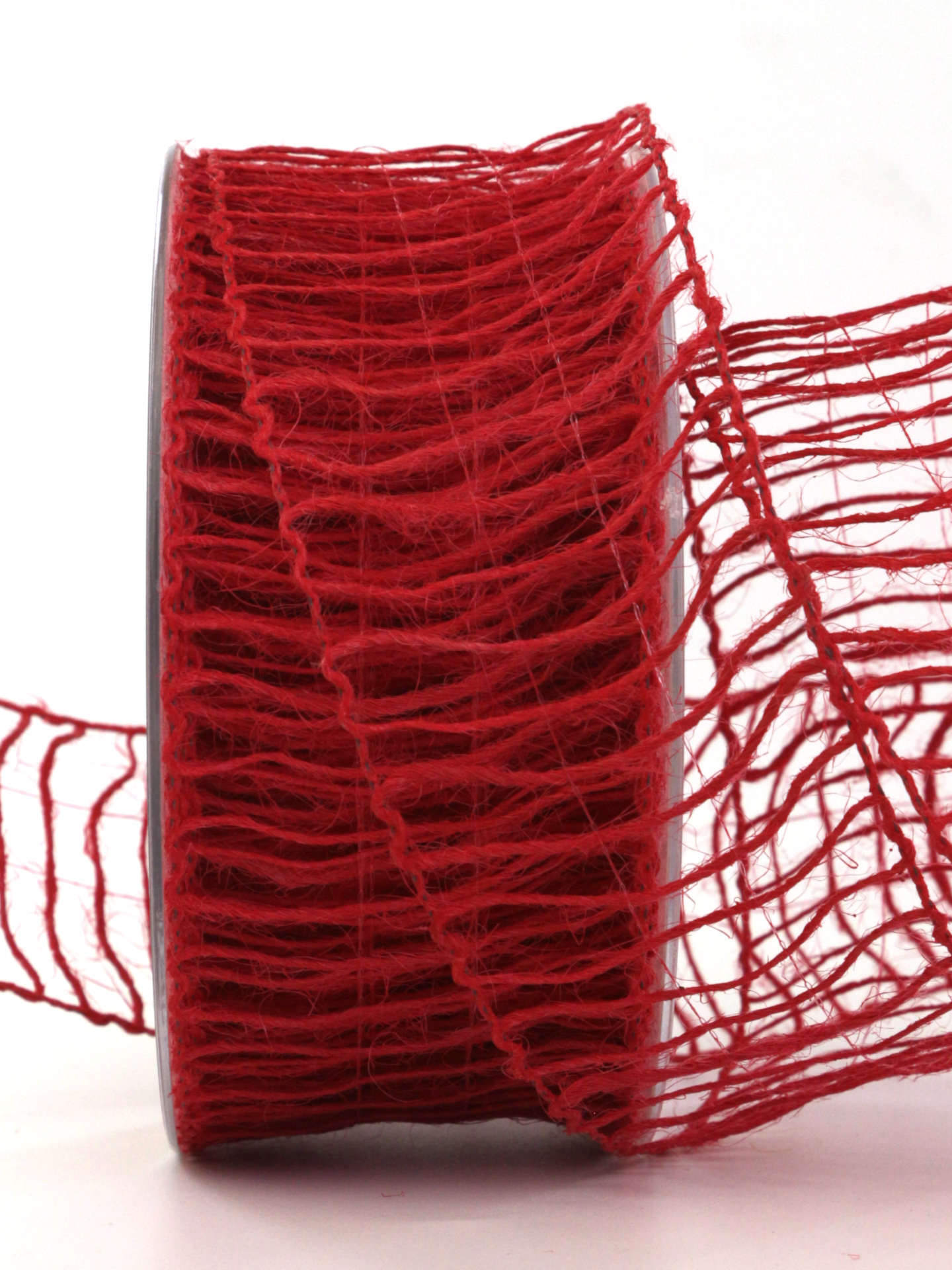 Grobes Gitterband, outdoor, rot, 50 mm breit, 10 m Rolle - dekoband, netzband, geschenkband