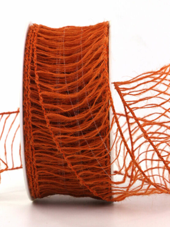 Grobes Gitterband, outdoor, orange, 50 mm breit, 10 m Rolle - dekoband, netzband, geschenkband