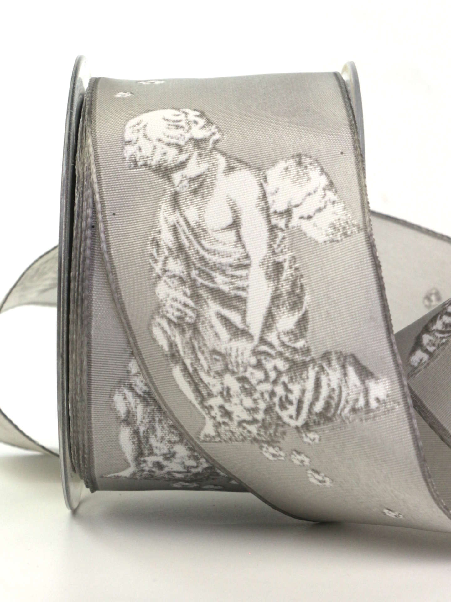 Michelangelos Engel, grau, 70 mm breit, 20 m Rolle - geschenkband, geschenkband-fuer-anlaesse, trauerband, anlasse