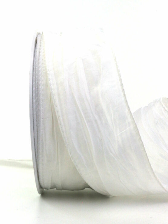 Crash-Stoffband, weiß, 50 mm breit, 10 m Rolle - dekoband, geschenkband, geschenkband-einfarbig