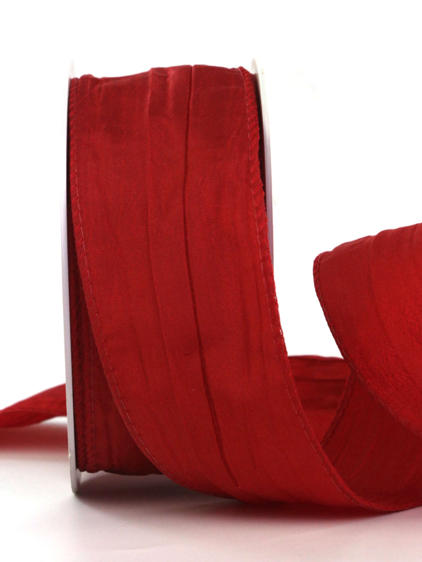 Crash-Stoffband, rot, 50 mm breit, 10 m Rolle - geschenkband, geschenkband-einfarbig, dekoband