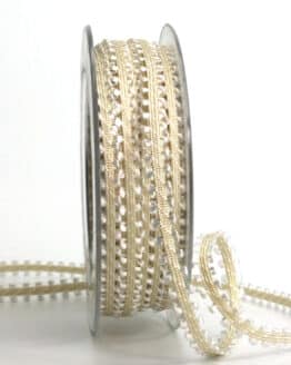 Schmale Dekolitze, sand, 7 mm breit, 10 m Rolle