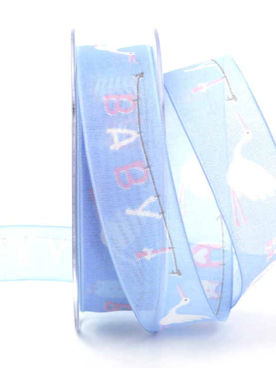 Geschenkband Baby, hellblau, 25 mm breit - geschenkband, geschenkband-fuer-anlaesse, baby, anlasse