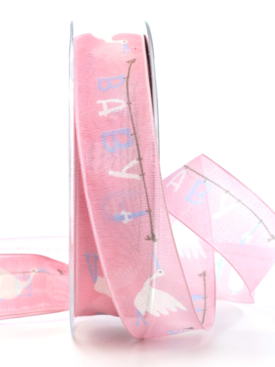 Geschenkband Baby, rosa, 25 mm breit - geschenkband, geschenkband-fuer-anlaesse, baby, anlasse