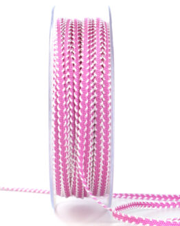 Schmales zweifarbiges Dekoband, pink, 4 mm breit - geschenkband, geschenkband-gemustert