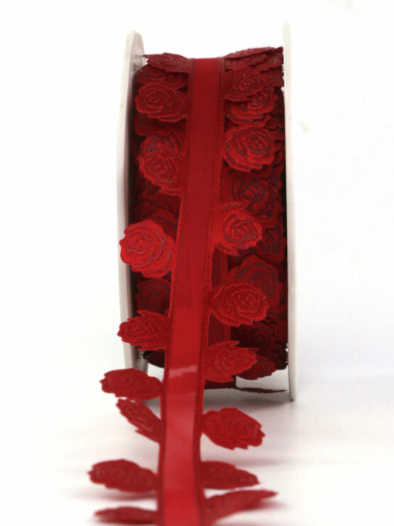Rosenband, rot, 40 mm breit, 20 m Rolle - muttertag, anlasse, valentinstag, geschenkband, geschenkband-gemustert, geschenkband-mit-herzen, geschenkband-fuer-anlaesse
