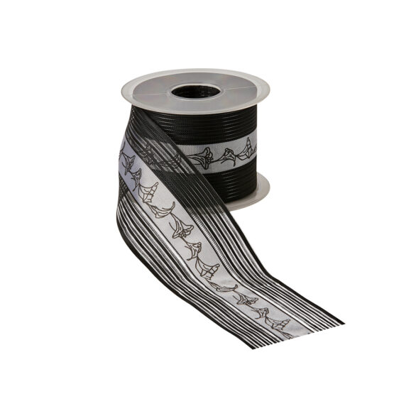 Trauerflor Calla, schwarz, 75 mm breit, 25 m Rolle - geschenkband, geschenkband-fuer-anlaesse, anlasse, trauerband