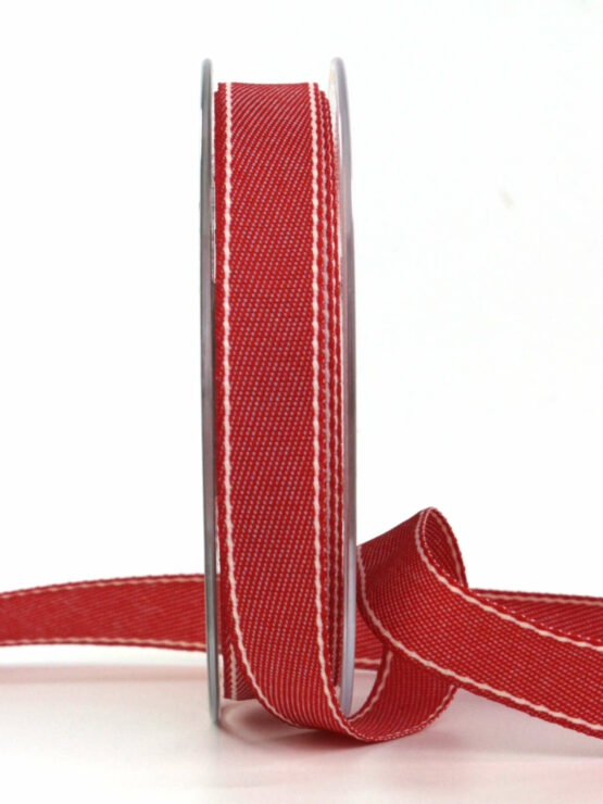 Leinenband, waschbar, rot, 15 mm breit, 20 m Rolle - geschenkband, geschenkband-einfarbig