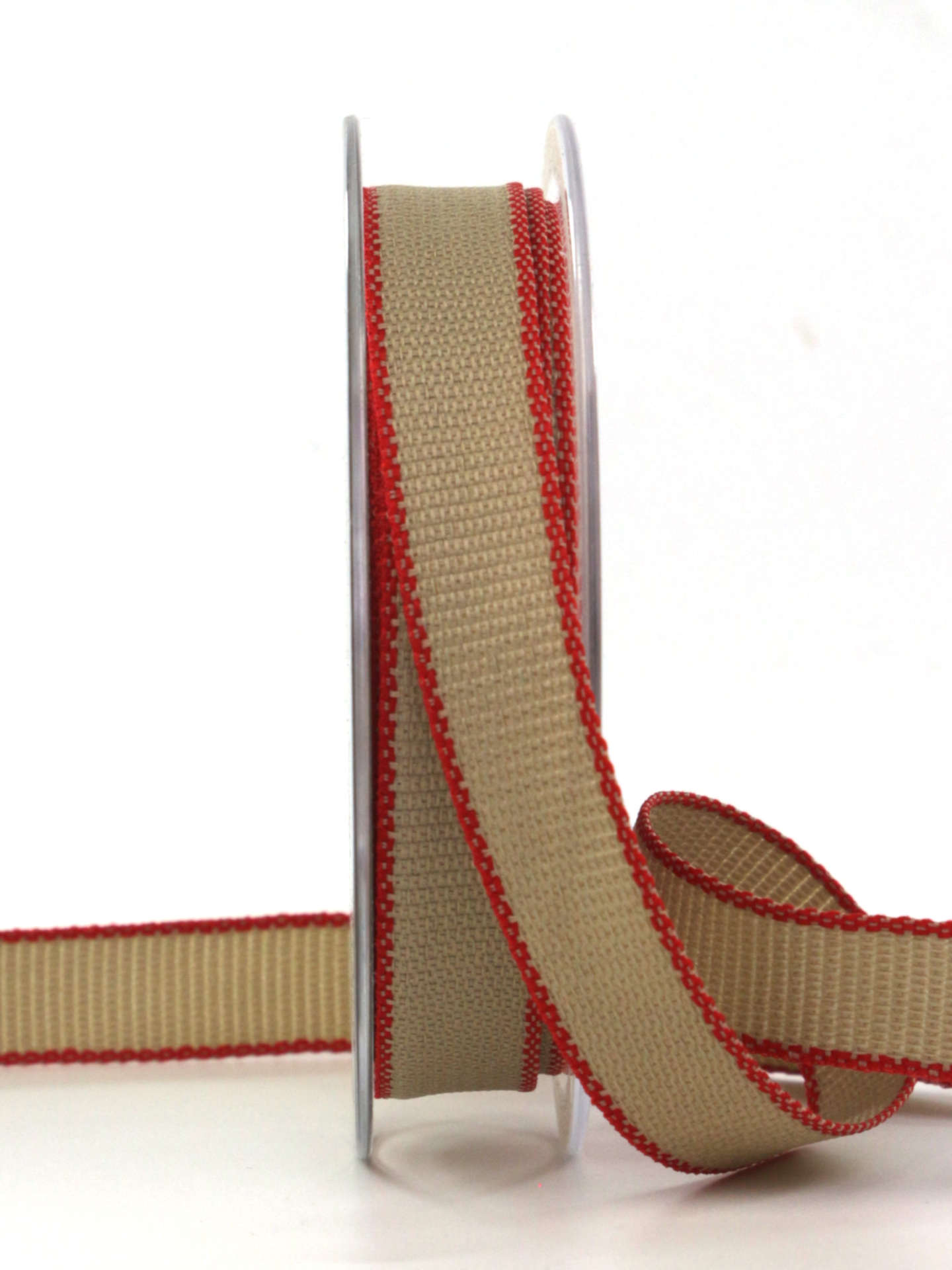 Leinenband, waschbar, rot, 15 mm breit, 15 m Rolle - geschenkband, geschenkband-einfarbig