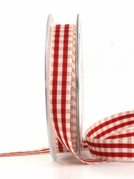 Rustic Karo, waschbar, rot, 15 mm breit, 20 m Rolle - geschenkband, geschenkband-kariert, karoband